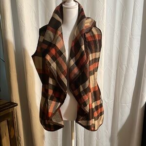 SHEIN Multicolor Plaid Open Vest